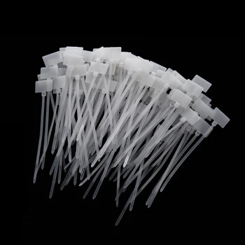 100 Pcs de Plástico Branco de Nylon da Marca de Etiquetas Etiqueta Autocolante Cabo Laços Zip 2x11cm