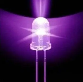 100pcs F5 5mm Rodada Ultra Violeta LED UV Luz 390-395nm Roxo Lâmpada diy eletrônica diy eletrônica