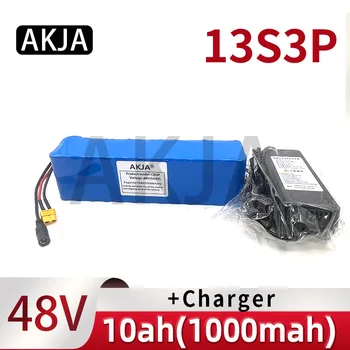 48V 10000Ah 18650 13S3P bateria de iões de lítio scooter bateria de 48v 10ah bicicleta elétrica bateria XT60 plug 48V2A carregador