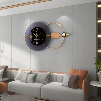 84x38cm 3D Sala de estar, Relógio de Parede Dupla-camada, Design de Home Assistir Relógios em Silêncio a Decoração da Arte Nórdica Suspensão Horologe