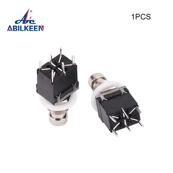ABILKEEN 2PDT DPDT Travamento Bater o Pé do Pedal de Botão de pressão 6 Pinos Preto Alternar PCB 1PCS