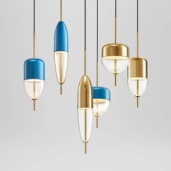 Moda Gota de Água de Vidro luminária Pendente de design Moderno Ouro Azul do Teto Decoração de Iluminação LED, Sala de Jantar, Cozinha Hanging Lamp