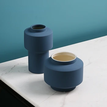 Nordic Ins Simples Azul Escuro Cerâmica Vaso De Porcelana Decorações De Casa, Quarto De Modelos Decorativos Flowerpot